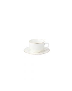 TAZZA CAFFÃˆ CON PIATTINO 100 ML A FALDACANNELLATA BORDO ORO EVVIVA