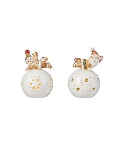 SET 2 PALLE BABBO NATALE CON LED EVVIVA