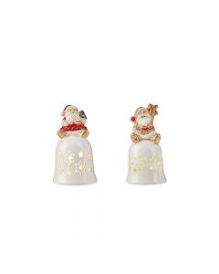 SET 2 CAMPANE BABBO NATALE CON LED 13,5 CM EVVIVA